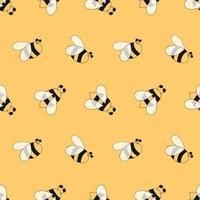 Bienen nahtloses Muster. gelber insektenhintergrund. dekorative farbige handgezeichnete tapete. Biene druckbares Design. hand gezeichneter überlappender hintergrund, imkerei. Design-Illustration. einfaches gelbes Papier vektor