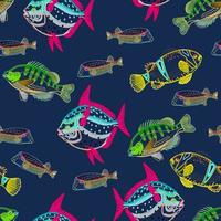 grupp av diskus fisk i en sömlös upprepa mönster. lämplig som en bakgrund eller för textil- projekt. användbar för skriva ut och webb. barnkammare sömlös mönster. vektor