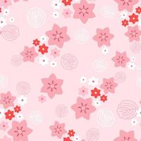 nahtloser hintergrund der rosa sakura-blüte oder der japanischen blühenden kirsche. frühlingsblumen, blattmuster für hochzeitshintergrund, textil, stoff, exotische textur vektor