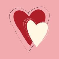 Valentinstagskarte mit zwei Herzen. grooviges lustiges Herz mit Pfeilen in der modernen Gekritzelart-Vektorillustration vektor