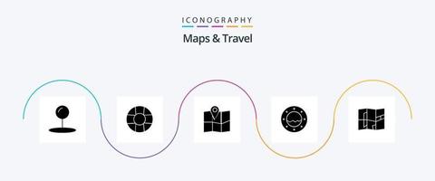 Karten und Reiseglyphen 5 Icon Pack inklusive . Marine. Karte vektor