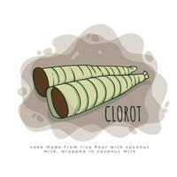 Clorot Cake ist ein Kuchen, der mit Kokosblättern im Cartoon-Design umwickelt ist vektor