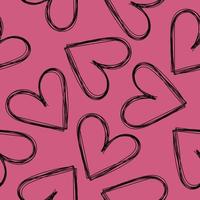 Hand gezeichnete Herzen auf nahtlosem Muster des rosa Hintergrundes vektor