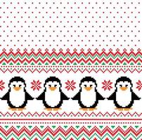ny år jul mönster pixel med pingviner vektor illustration