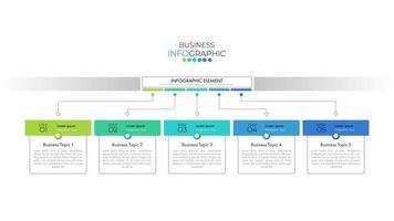 platt infographics 5 process flow design vektor och marknadsföring kan användas för arbetsflöde layout, diagram, årsredovisning presentation och tidslinje.