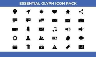30 Glyphen Essential Icon Pack Vektorgrafiken vektor