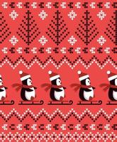 stickat jul och ny år mönster de pingviner. ull stickning Tröja design. tapet omslag papper textil- skriva ut. eps 10 vektor