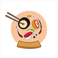 süßes sushi asiatisches lebensmittelset vektor