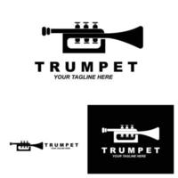 Trompetenlogodesign, erzeugen Melodie, Musikinstrumentvektorskizzenillustration vektor