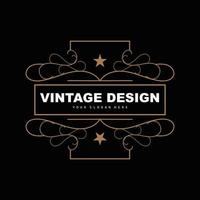 Retro-Vintage-Design, luxuriöses minimalistisches Vektor-Ornament-Logo, mit Mandala- und Batik-Stil, Produktmarkenillustration, Einladung, Banner, Mode vektor