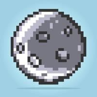 8-Bit-Pixel-Mond. ein Planet für Spielinhalte und Kreuzstichmuster in Vektorgrafiken. vektor