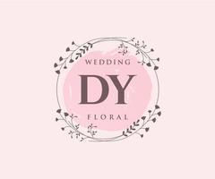 dy Initialen Brief Hochzeit Monogramm Logos Vorlage, handgezeichnete moderne minimalistische und florale Vorlagen für Einladungskarten, Datum speichern, elegante Identität. vektor