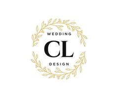 cl initialer brev bröllop monogram logotyper samling, hand dragen modern minimalistisk och blommig mallar för inbjudan kort, spara de datum, elegant identitet för restaurang, boutique, Kafé i vektor