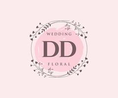 dd Initialen Brief Hochzeit Monogramm Logos Vorlage, handgezeichnete moderne minimalistische und florale Vorlagen für Einladungskarten, Datum speichern, elegante Identität. vektor