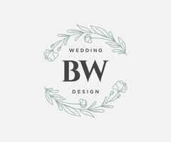 bw initialer brev bröllop monogram logotyper samling, hand dragen modern minimalistisk och blommig mallar för inbjudan kort, spara de datum, elegant identitet för restaurang, boutique, Kafé i vektor