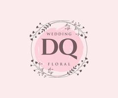 dq initialer brev bröllop monogram logotyper mall, hand dragen modern minimalistisk och blommig mallar för inbjudan kort, spara de datum, elegant identitet. vektor