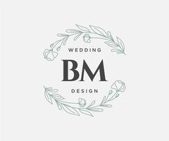 bm initialer brev bröllop monogram logotyper samling, hand dragen modern minimalistisk och blommig mallar för inbjudan kort, spara de datum, elegant identitet för restaurang, boutique, Kafé i vektor