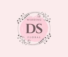 ds Initialen Brief Hochzeit Monogramm Logos Vorlage, handgezeichnete moderne minimalistische und florale Vorlagen für Einladungskarten, Datum speichern, elegante Identität. vektor