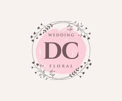 dc initialer brev bröllop monogram logotyper mall, hand dragen modern minimalistisk och blommig mallar för inbjudan kort, spara de datum, elegant identitet. vektor