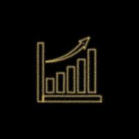 weihnachtsgoldene dekoration aus goldglitter, die auf schwarzem hintergrund funkelt. Vektorsymbol Infografik, Diagramm vektor