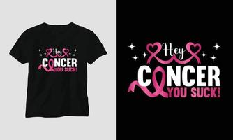 Hallå, cancer du suga - värld cancer dag design med band, tecken, kärlek, näve, och fjäril vektor