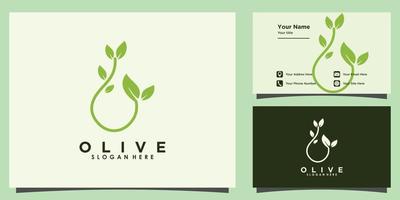 Olivenöl-Logo-Design und Visitenkarte vektor
