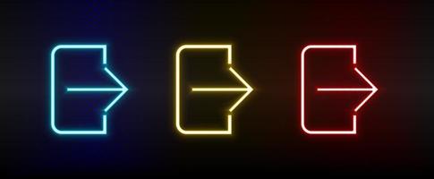 neon ikoner. ui pil. uppsättning av röd, blå, gul neon vektor ikon på mörkna bakgrund