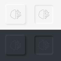 Gehirn, Intelligenz neumorphischer Stil Vektorsymbol Symbol - Vektor. Vektor-Icon-Set im neumorphen Stil der künstlichen Intelligenz vektor