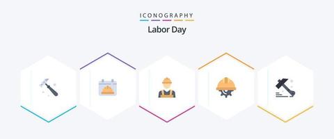 Labor Day 25 Flat Icon Pack inklusive Hammer. Arbeit. Baumeister. Arbeit. Tag vektor