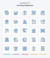 Creative Party 25 Blue Icon Pack wie Lautsprecher. Klang. Spaß. Party. mischen vektor