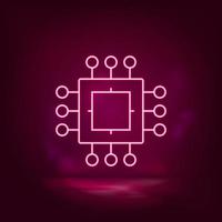 Prozessor, Chip-Neon-Symbol - Vektor. künstliche Intelligenz vektor