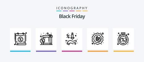 Black Friday Line 5 Icon Pack inklusive Rabatt. Schild. Wagen. Einkaufen. Wagen. kreatives Symboldesign vektor