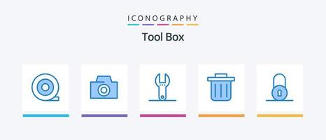Tools Blue 5 Icon Pack inklusive . kreisförmig.. kreatives Ikonendesign vektor