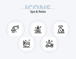 Spa und Relax Line Icon Pack 5 Icon Design. Gesicht. Aroma. Pflege. Spa. Kraut vektor