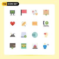 uppsättning av 16 modern ui ikoner symboler tecken för kärlek gåva Sök paket leverans redigerbar packa av kreativ vektor design element