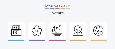 Nature Line 5 Icon Pack inklusive Natur. Wetter. Blühen. Thermometer. Natur. kreatives Symboldesign vektor