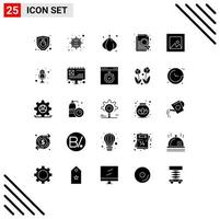 Stock Vector Icon Pack mit 25 Zeilen Zeichen und Symbolen für Mikrofon Fotozwiebel Layout Suche editierbare Vektordesign-Elemente