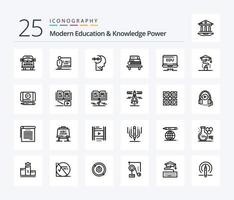 modern utbildning och kunskap kraft 25 linje ikon packa Inklusive hårdvara. böcker. Träning. utbildning. kraft vektor