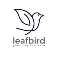 minimalistisk enkel och rena logotyp modern blad och fågel vektor