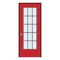 röd panelerad dörr med glas. vektor eps10.