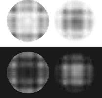 cirkel halvton. abstrakt prickad cirklar, runda halvtoner geometrisk prickar lutning och pop- konst textur. punkt spray gradering vektor uppsättning.