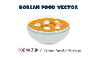 koreanska hobakjuk - koreanska pumpa gröt platt vektor design illustration, ClipArt tecknad serie stil. asiatisk mat. koreanska kök. koreanska mat