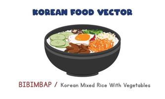 koreanisches bibimbap - koreanischer gemischter reis mit gemüse und ei flache vektordesignillustration, clipart-karikaturart. asiatisches Essen. koreanische Küche. Koreanisches Essen vektor