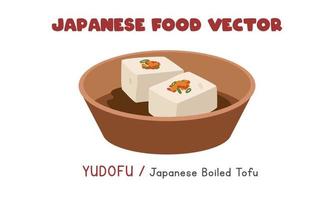 japanisches yudofu - flache vektordesignillustration des japanischen gekochten tofus, clipart-karikaturart. asiatisches Essen. japanische Küche. japanisches Essen vektor