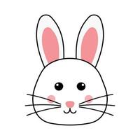 söt kanin huvud sällskapsdjur djur- karaktär med svart översikt i animerad tecknad serie vektor illustration