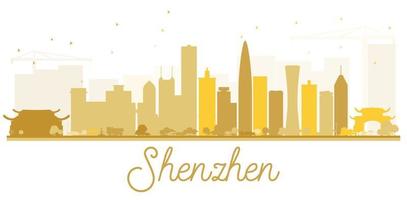 goldene silhouette der skyline der stadt shenzhen. vektor