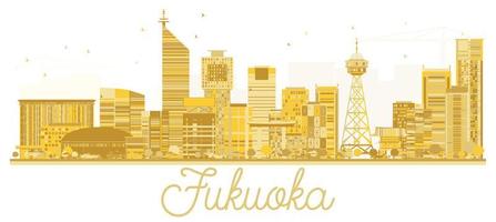 fukuoka japan stadt skyline goldene silhouette. vektor