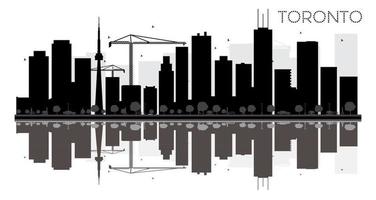 toronto city skyline schwarz-weiße silhouette mit reflexionen. vektor