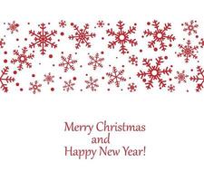 rote Weihnachtskarte mit Schneeflocken. Frohe Weihnachten und ein glückliches Neues Jahr. vektor