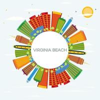 virginia strand horisont med Färg byggnader, blå himmel och kopia Plats. vektor